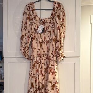 Floral Print Cream Dress